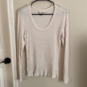 Universal Thread - Long Sleeve Ribbed Cream T-shirt - Size Medium